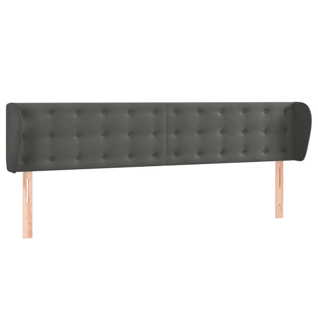 Kopfteil mit Ohren Dunkelgrau 203x23x78/88 cm Samt